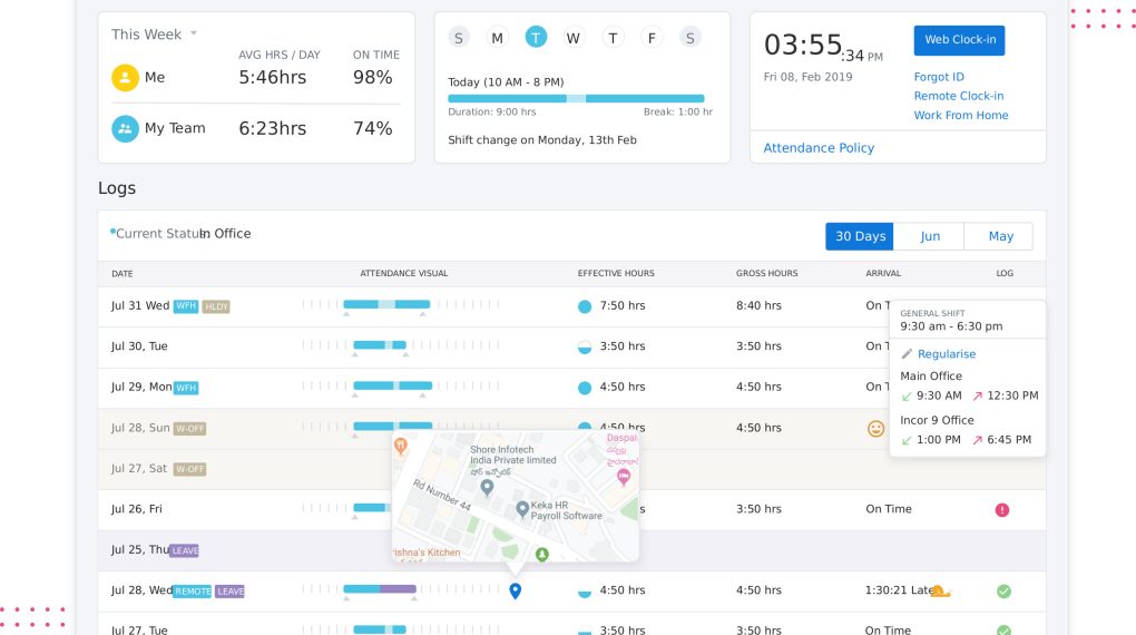 keka attendance software