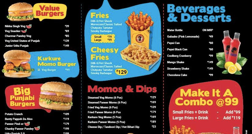 burger singh menu