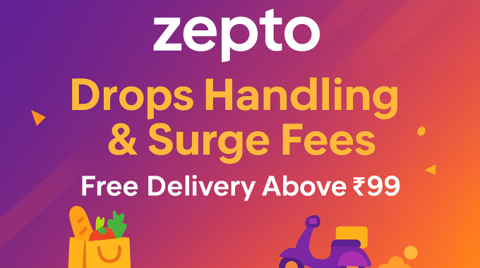 zepto removes handling and surge fees