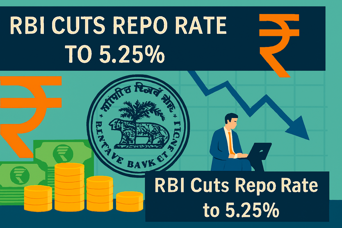rbi cuts repo rate to 5.25%