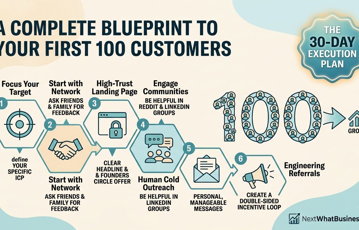 featured image for the article on how to find first 100 customers